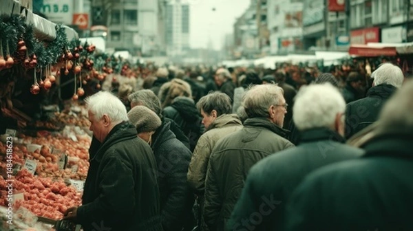Obraz City market daytime crowd