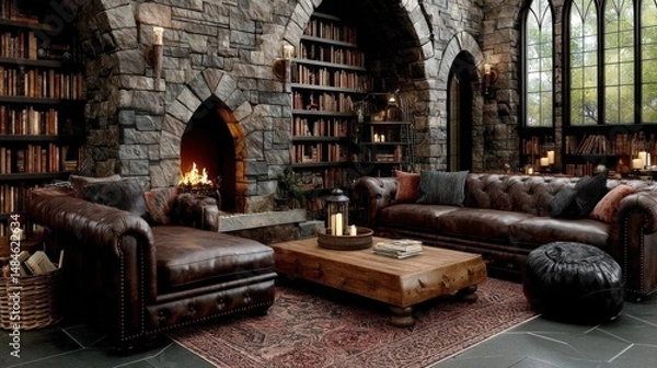 Obraz Cozy library interior