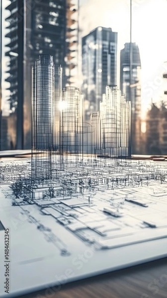 Fototapeta Architect planning urban development strategy