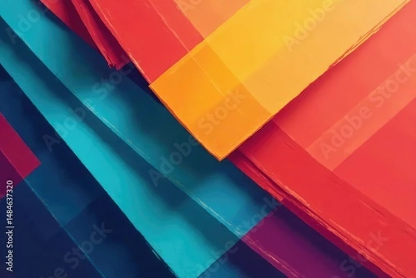 Fototapeta Geometric abstract wallpaper with bold lines and vibrant colors, home, colors, decor