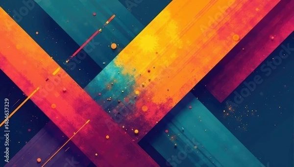 Fototapeta Geometric abstract wallpaper with bold lines and shapes, stylish, design, pattern