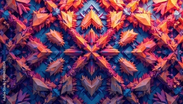 Fototapeta Geometric shapes form a complex, repeating pattern , square, triangle, contemporary