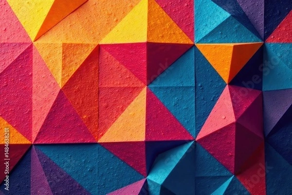 Fototapeta Geometric shapes repeat across fabric surface, shapes, color, modern