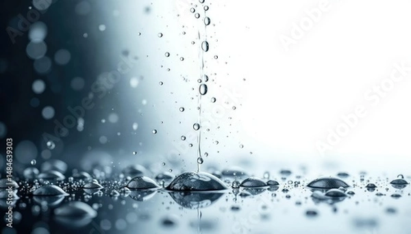 Fototapeta Heavy downpour, isolated droplets on white backdrop , downpour, element