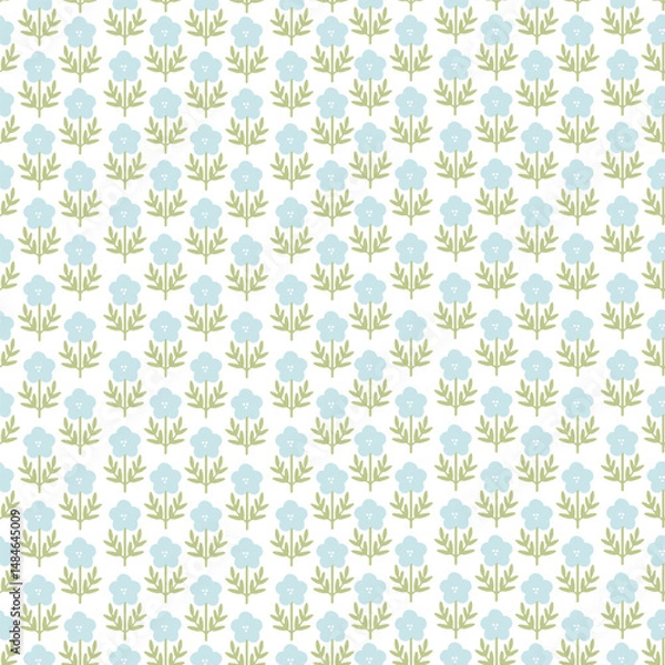 Obraz Seamless cute pattern with creative decorative flowers in scandinavian style. Vector floral pattern