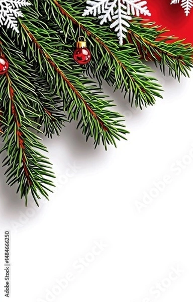 Fototapeta christmas tree branch with snow