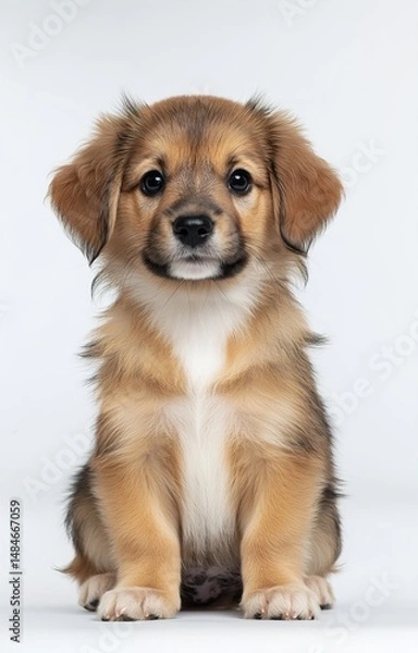 Fototapeta golden retriever puppy on white background