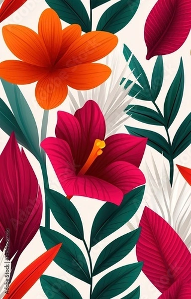 Fototapeta bouquet of red and white tulips