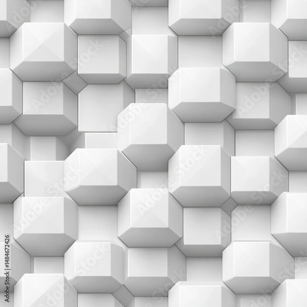 Fototapeta Abstract white geometric shapes create a modern architectural grid on transparent background
