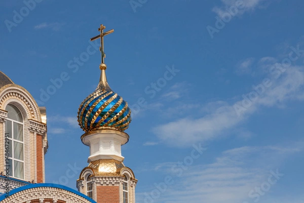 Fototapeta The multi-colored dome of the Church of the Icon of the Mother of God Sporitelnitsa in the city of Orel, Russia