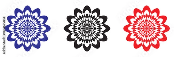 Obraz Colorful Geometric Flower Vector Art - Blue, Black, Red Mandala Designs