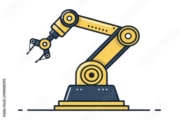 Fototapeta Industrial Robotic Arm Automation Technology Yellow and Gray Manufacturing Process