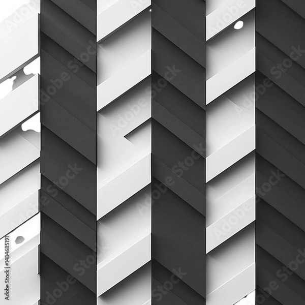 Fototapeta Graphic depiction of modern stylish angled blocks in a dynamic monochrome on transparent background