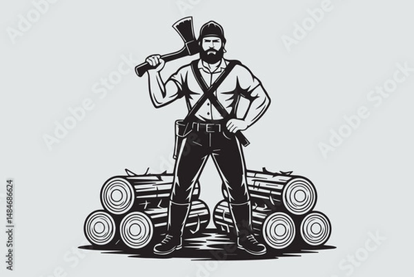 Obraz lumberjack silhouette  Vector