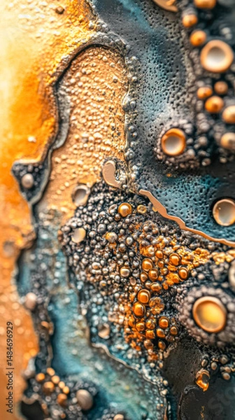 Fototapeta Intricate textured abstract art with vibrant metallic tones
