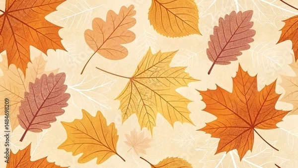 Fototapeta Seamless Botanical Leaf Pattern Collection – Nature-Inspired Wallpaper & Textile Designs