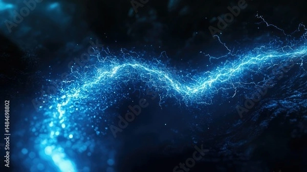 Obraz Three glowing blue electric frames are positioned side by side against a dark background.