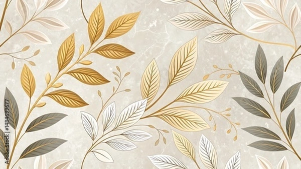 Fototapeta Seamless Botanical Leaf Pattern Collection – Nature-Inspired Wallpaper & Textile Designs