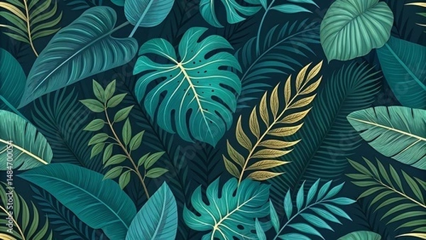 Fototapeta Seamless Botanical Leaf Pattern Collection – Nature-Inspired Wallpaper & Textile Designs