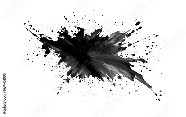 Fototapeta Abstract black in splash, paint, brush strokes, stain grunge isolated on white background png