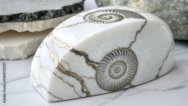 Fototapeta Fossil Marble Stone Texture Background