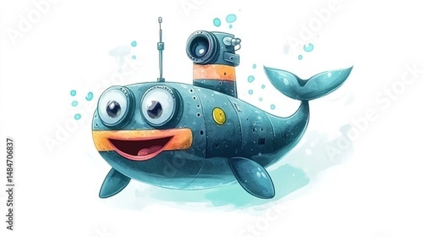 Obraz Cute robotic whale submarine with camera