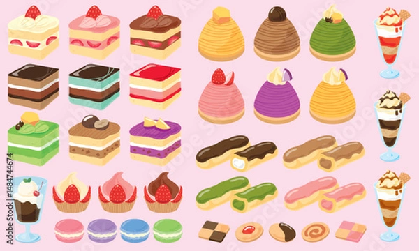 Obraz 洋菓子のイラストセット