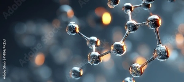 Fototapeta Abstract structure molecules or atom for science or medical background. High quality