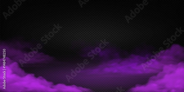 Fototapeta Ethereal purple fog swirls on a dark checkered background creating a mysterious atmosphere suitable for fantasy themes or Halloween with copy space.