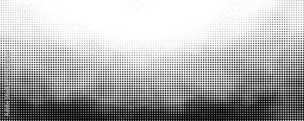 Fototapeta Abstract halftone faded gradient texture. Dotted smoke clouds retro style. White and black noise background.