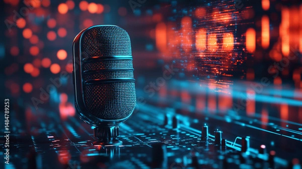 Obraz microphone on the computer keyboard