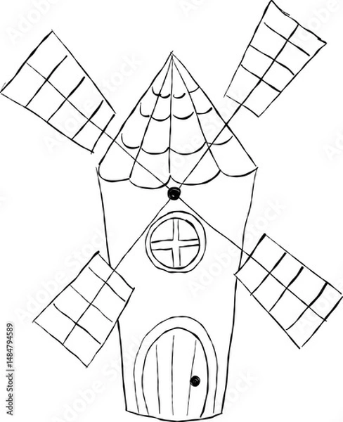 Obraz Windmill with rotating blades