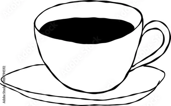 Obraz Cup of hot coffee with steam, doodle style