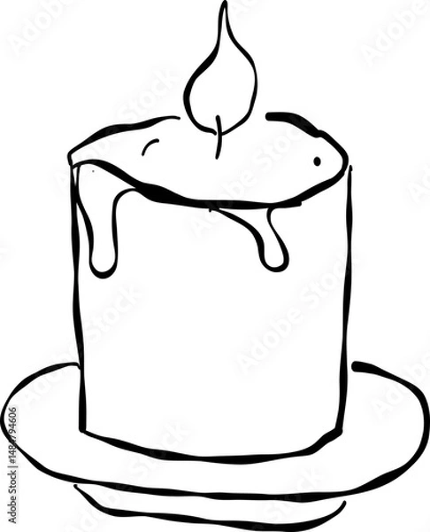 Obraz Low wide candle with flame
