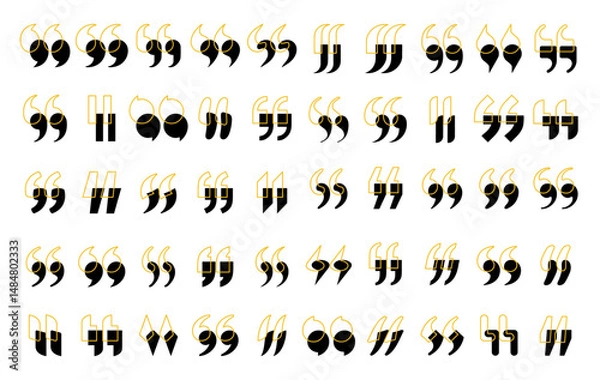 Obraz Quote Mark Vector Set. Quotation Marks, Speech Marks, Inverted Commas, Remark Sign Collection Vector Illustration.
