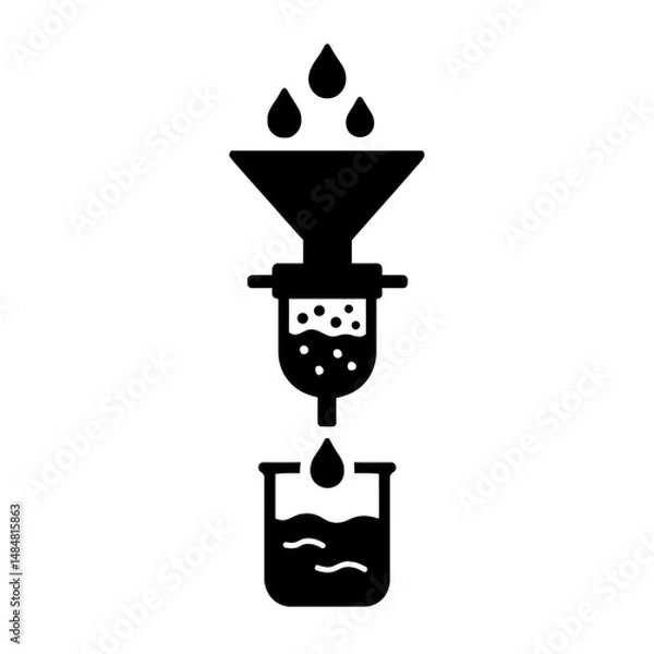 Fototapeta Filtration process diagram vector illustration for science lab experiment and water purification design