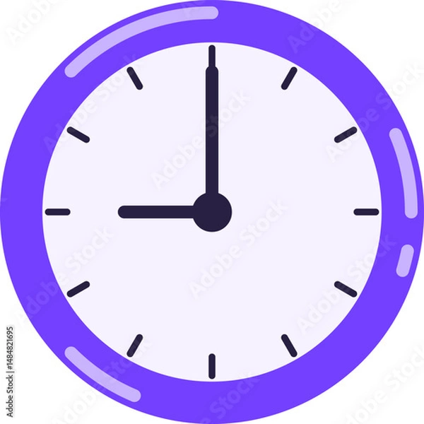 Obraz Purple analog clock on white background. Ideal for time related projects, presentations or creative digital designs.