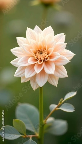 Fototapeta Soft floral arrangement with petals and leaves gently moving in the wind, pastel color scheme, natural background light, shallow focus, spring/summer vibe
