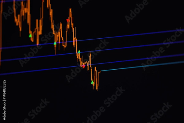 Fototapeta InDepth Detailed Stock Market Analysis Chart Accompanied by Comprehensive Trading Data