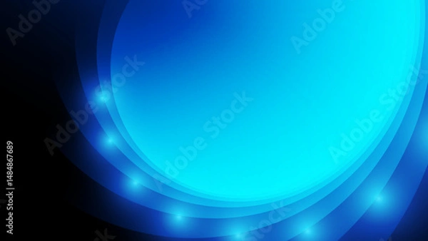 Obraz Abstract black and blue color background with bokeh light and curve lines pattern. Vector illustration.
