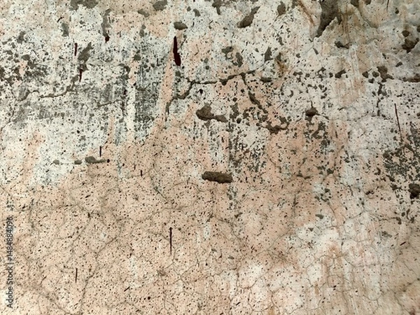 Fototapeta Wall fragment with scratches and cracks.Grunge Weathered Wall Texture with Peeling Paint for Industrial or Artistic Backgrounds.Retro Vintage Worn Wall Wallpaper.Decayed Cracked Rough Abstract Banner.