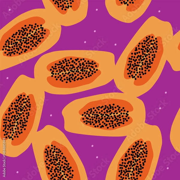Obraz Cute papaya fruits pattern background vector design