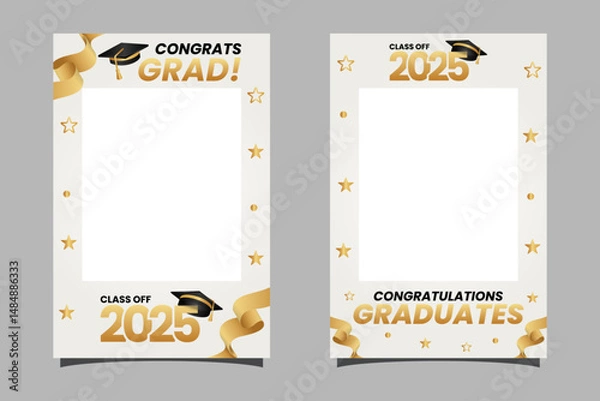 Obraz Graduation photo booth frame set 2025 with elegant  white background design template