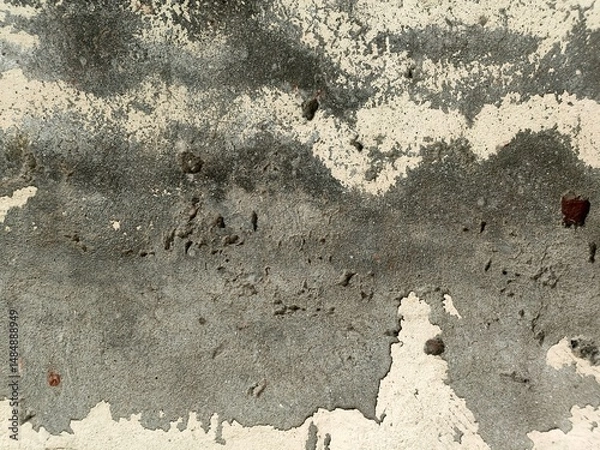 Fototapeta Wall fragment with scratches and cracks.Grunge Weathered Wall Texture with Peeling Paint for Industrial or Artistic Backgrounds.Retro Vintage Worn Wall Wallpaper.Decayed Cracked Rough Abstract Banner.