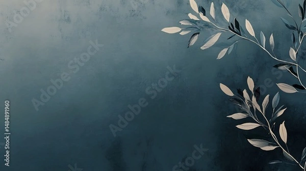 Fototapeta Elegant foliage on textured backdrop