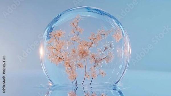 Fototapeta Water Bubble Sphere on a Calm Surface