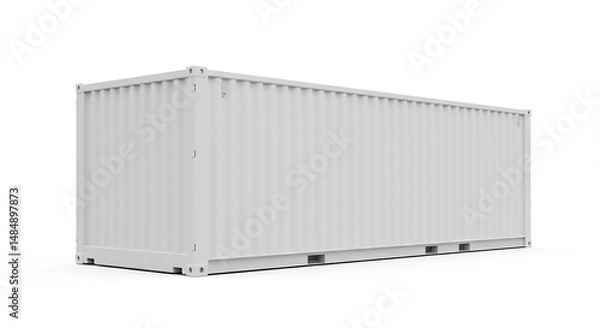 Obraz A white shipping container on a white background showing the side and front of the container box unit