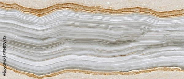 Fototapeta Elegant Gray and White Onyx with Intricate Natural Patterns in Smooth Flowing Stripes