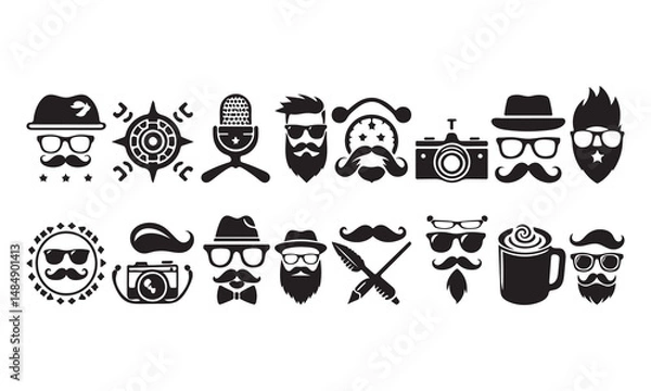 Obraz  Hipster logo icon set silhouette vector illustration 