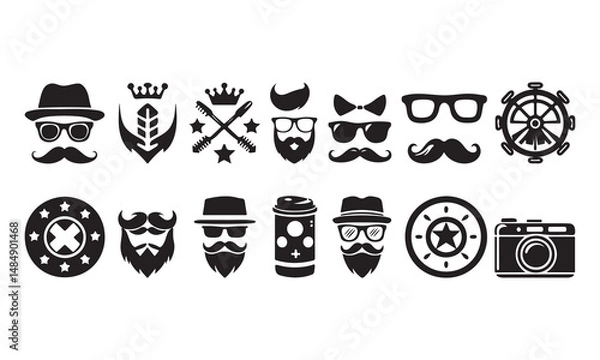Obraz  Hipster logo icon set silhouette vector illustration 